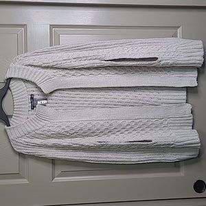 NWT Acting pro cable knit open front slit arm hole wool blend cardigan Large